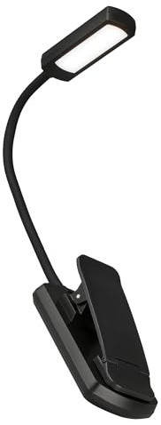 BRILONER - Lampada da lettura senza fili, cct selezionabile 2700k 4000k 6500k, dimmer continuo, batteria sostituibile, usb-c, lampada a pinza, lampadina lettura, 29 x 4 x 3 cm, nero