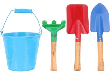 NOLITOY Outils de Jardinage pour Garçon et Filles 4 Pièces, Pelle et Râteau Légers en Plastique Bleu, Ensemble de Plantation Extérieur pour Tout-Petits, de Sable et Couleur Aléatoire