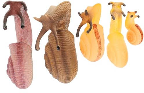 Hohopeti 5 Pezzi Figurine di Lumaca Realistiche in Plastica Sicura, Giocattoli Educativi e Decorazioni da Giardino, Figure di Lumache Vivide e Resistenti per Apprendimento e Ambienti