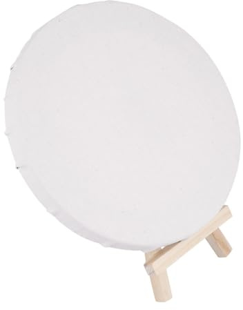 Cabilock Runder Leinwandrahmen 15cm 4 Stück mit Leerer Malplatte und Kleiner Holzstaffelei für Öl Acryl und Temperafarben Künstler Maltafel für Schüler und Hobbyisten