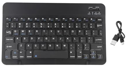 Zambuph Wireless General Keyboard Mouse Backlit Thin Japanese Keycaps Layout Slim Universal Rechargeable Touchpad Multi Device Experience General Mini Laptop Tablet Computer, black, 8.7x6.7x0.4 inch
