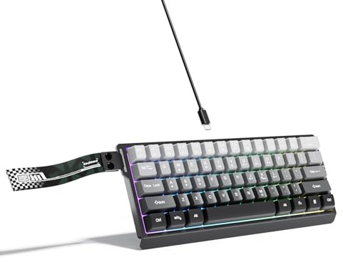 YUEHISY 60% Gaming Keyboard, 61 Tangenter med Kabelanslutet Kompakt Tangentbord med Snodd, RGB-bakgrundsbelyst, Ergonomiska Tangentbord, för Bärbar Dator, Lätt Att Bära