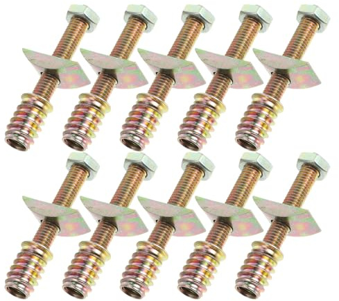 SHINEOFI 10 Unidades Conjunto de Conexión Tornillo, Tuerca y Arandela Semicircular M8x60 de Hierro Dorado para Reparación y para Somier de Madera Maciza de de Cama