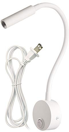 LEDSONLINE Wall Light lamp Bedside Reading Light Gooseneck Arm Wall Wooden Board Mounted Lamp White Body Art Deco Sconces with Cord Plug in 3W 110V(AC85-265V)