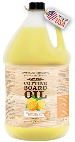 CLARK'S Cutting Board Oil - Food Grade Mineral Oil for Wood Cutting Board - Scented with Orange and Lemon Essential Oils - Butcher Block Conditioner - Restores All Wood - Made in USA, 1 Gallon