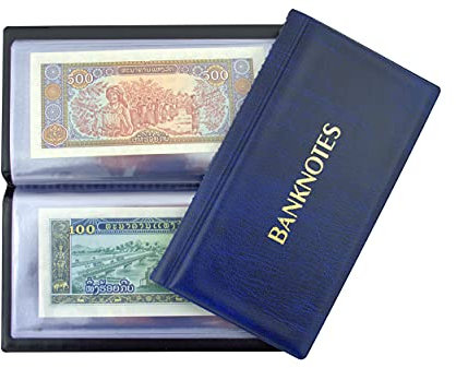 Collector SAMMLERALBUM FÜR BANKNOTEN Notizen Banknotenalbum mit 20 Seiten 11x19cm (Blau)
