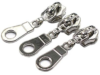 YaHoGa 50 Stück Nonlock-Zipper für 6mm endlos Reißverschluss Silberfarben | Nonlock-Zipper für endlos Reißverschluss Meterware 6mm-Spirale