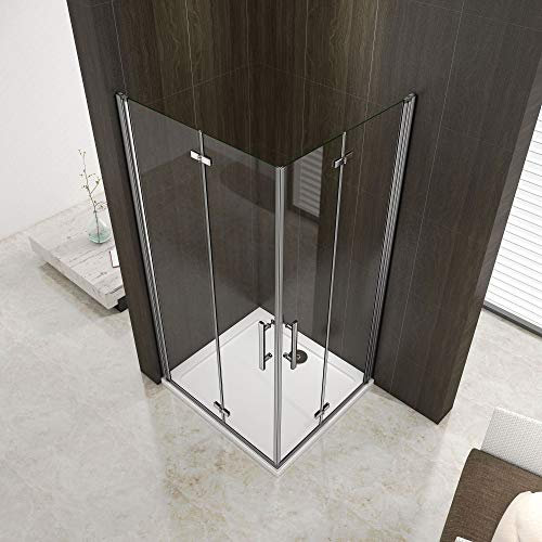 Box doccia angolare, porte doppie, battente, a libro 80x100x195cm, piatto doccia 80x100cm
