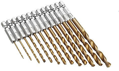CEFEPH - Set di 13 punte elicoidali in acciaio ad alta velocità con codolo esagonale da 1,5-6,5 mm