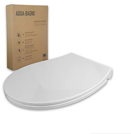 Aqua Bagno | Flacher Toilettendeckel & WC-Sitz mit Absenkautomatik, abnehmbarer Klodeckel O-Form, Universeller WC-Sitz