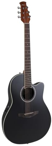 Applause Electro-Acoustic Guitar Traditional AB28 Super Shallow Cutaway - Roundback Lyrachord Body Super Shallow - AP3TP Preamp - Spruce Top - Black Satin - AB28-5S