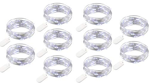 10 Pack LED Fairy Lights(Cold White), 2M 20 LEDs DIY Copper Wire String Lights for Bedroom, Garden, Wedding, Birthday, Party, Christmas, Halloween, Home Decorations