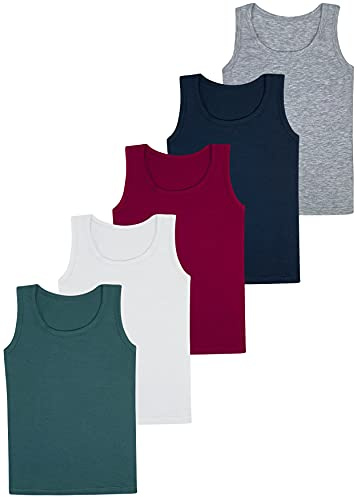 LOREZA ® 5 Jungen Unterhemden Baumwolle Tank Top - Basics