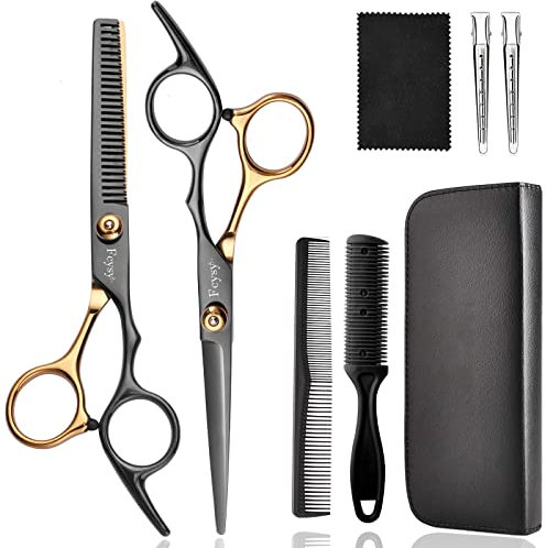 Hair Scissors Thinning Shears Set, Fcysy Professional 7 Pcs Hair Dressing Scissors Barber Kit with Hairdressing Scissor UK Haircutting Blending Shear, Hair Cutting Kit Haircut Dressers Scissor for Men