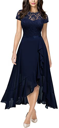 MIUSOL Women's Elegant Floral Lace Ruffle Evening Formal Wedding Guest Party Maxi Dress