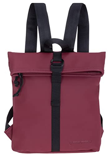 New Rebels Rucksack Damen Tim Fashion small Bordeaux Sz 1255 24 + S | Damenrucksack Klein Mini Handtasche Plane mit Schlüsseletui Dunkelrot Schwarz