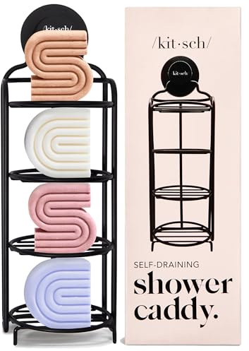 Kitsch Hanging Shower Caddy with Suction Cup – Self-Draining Bar Soap Holder for Shampoo Bars, Conditioner Bars & Soap – Rust Proof, Eco-Friendly, Wall Mount or Free-Standing Shower Organiser