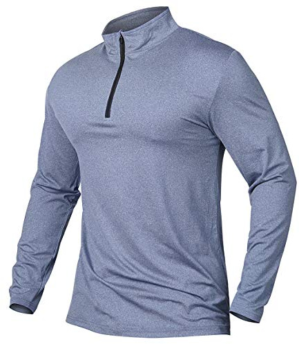 CARWORNIC Men's 1/4 Zip Long Sleeve Sports Shirt - Quick-Dry Golf Top for Gym, Running, Outdoor Fishing, Hiking - Lightweight Breathable Pullover for Spring Workout