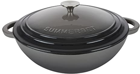 Enameled Cast Iron Braiser Pan Dutch Oven (Gray)