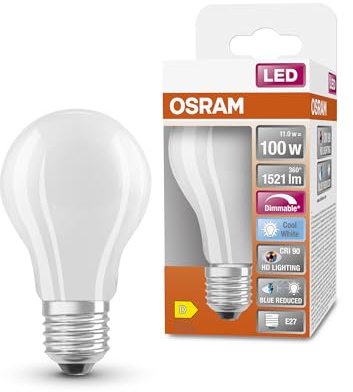 OSRAM Lamps Lampada LED, Forma della Lampadina, E27, 11 Watt, Bianco, Bianco Freddo, 4000 Kelvin