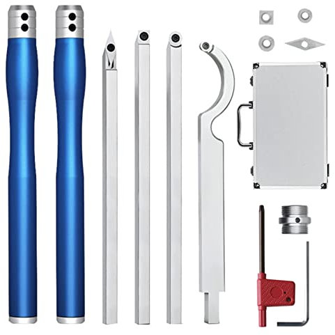 Drechselwerkzeug Hartmetall, Drechseleisen Mit Wendeplatten, Schwanenhals-Drechselwerkzeug Mit Diamantform Rund Quadratische Fräser, Drehmeißel Drechselbeitel Drechselmesser Hohlbeitel Set