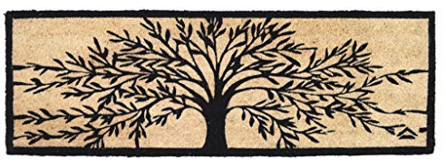 Casa Service Umja - Felpudo de coco natural rectangular, 40 x 120 cm, fondo de goma PVC para entrada, resistente, lavable, antideslizante (Black Tree)