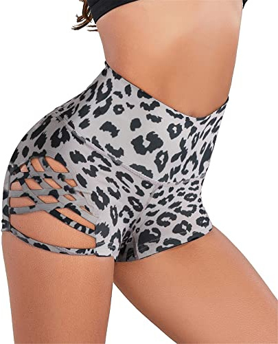 LOIJMK Booty Shorts für Frauen Gym Shorts High Waist Hotpants Eng Pole Dance Shorts Trendy Sweatshorts Aushöhlung Shaping Yoga Fitness Kurze Hose Damen Sommer Sport Shorts Push Up Kurze Leggings