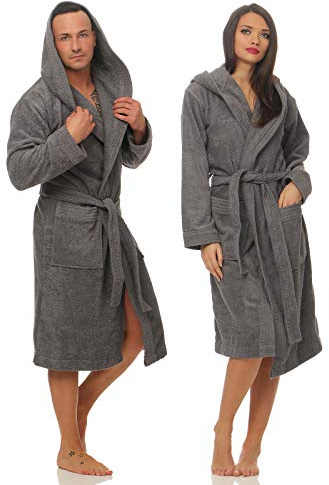 Class Home Collection Bademantel Damen & Herren mit Kapuze – 100% Baumwolle Frottee, weich & saugfähig – OEKO-TEX zertifiziert