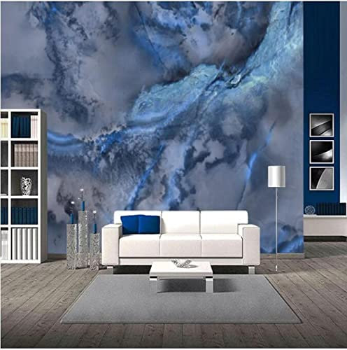 TSHIGO Abstrait Bleu Marbre Bleu Pierre Motif Feuille De Bananier D'or Feuille Abstraite Personnalisé 3D Papier Peint Mural * 150cmx105cm (59.1x41.3inch)