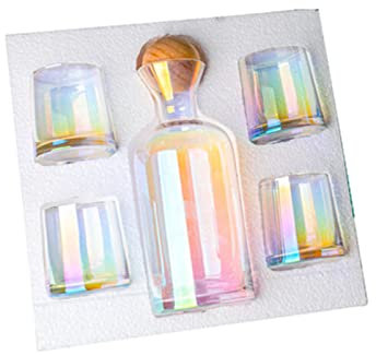 Bollitore Elettrico 5pcs / set idratera vano in vetro Set di caraffa di vetro coperchio del legno lanciatore del vino whisky beh succo di birra set bere acqua bollitore Bollitore Acqua ( Size : Color