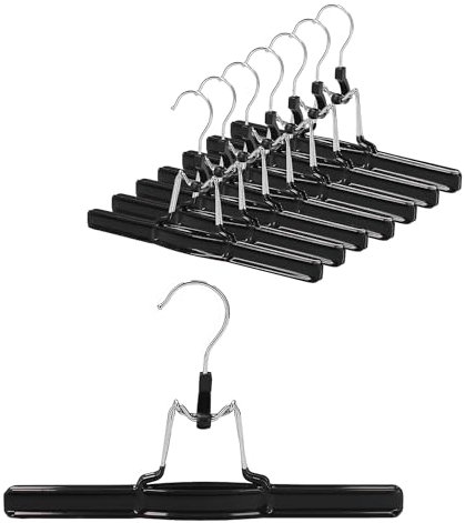 8 x Hosenbügel Klemmbügel schwarz VonBueren | Hosenspanner aus Metall | Kleiderbügel für Hosen | rutschfest | mit drehbarem Haken