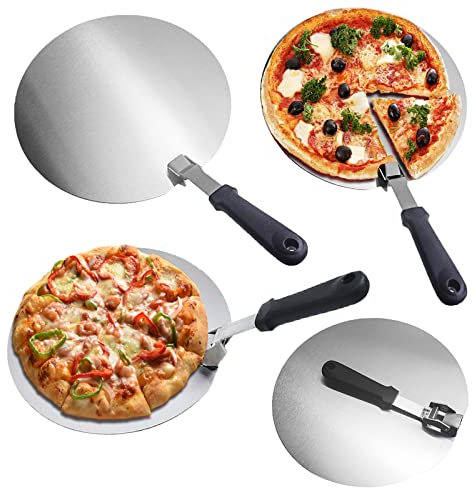 Pizzaschieber Pizza Spachtel Schieber Pizzaschaufel Pizzaspachtel Pizzawender Schaufel Zubehör Pizzaheber Pizzastahl Peel Rund, 30cm Edelstahl