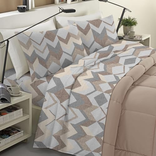 Banzaii Completo Lenzuola Matrimoniale Invernale in Flanella Felpate 100% Cotone Anti-Pilling 2 Piazze Atena Beige