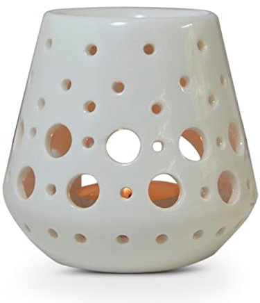 Zen'Arôme - Quemador de Perfume, Cera aromática, difusor para aceites y fragancias, portavelas, aromaterapia, de cerámica con proyección de luz, 9 cm de Alto, Color Blanco