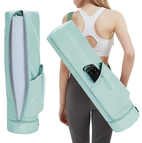 sportsnew Yogatasche Damen mit Nassfach, Flaschenhalter und Durchgehendem Reißverschluss, Tasche für Yogamatten mit Verstellbarem Schultergur
