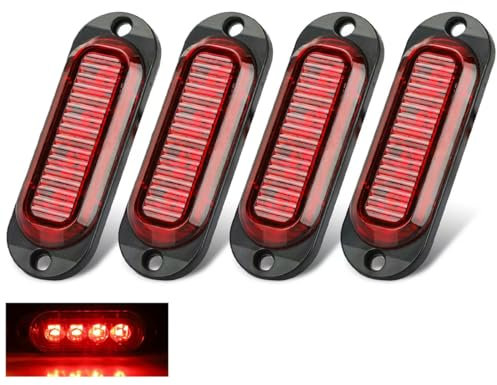 Greluma 4 pz Indicatore di posizione laterale a led lampada luci,DC 12/24v 4 leds fanale posteriore anteriore,rosso luci di posizione laterali a led luci di ingombro per camion con rimorchio atv suv
