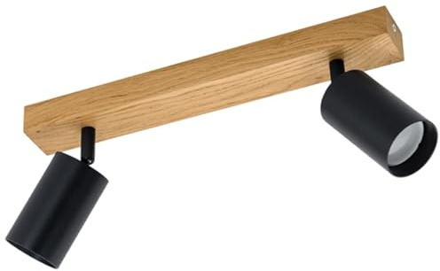 LED Wood Holz Deckenstrahler für 2 Flammig Schwenkbar Strahler Deckenleuchte GU10 Eiche Deckenlampe Strahler Modern Wandstrahler Spotlight Lampe Innen Wohnzimmer Küche Länge 35cm