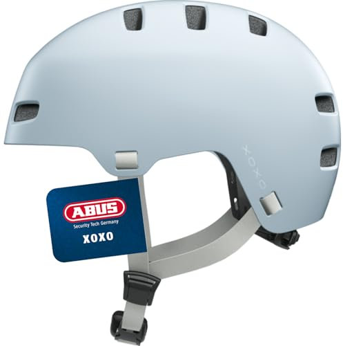 ABUS Fahrradhelm XOXO - Cityhelm im Skater-Look - Helm für Skateboard, Fahrrad, Scooter - mit optimiertem Kinnpolster - für Jugendliche und Erwachsene - Größe L, Blau