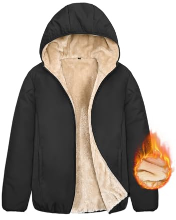 CMTOP Felpa Donna con Cappuccio Foderati Cappotto Invernale in Pile Termica Felpa con Zip Corta Hoodie Giacca Casual Outwear Felpa con 2 Tasche per Autunno Invernali(Nero, M)