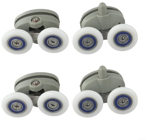 Feegow Shower Door Runners Twin Shower Door Rollers Set of 4 - Oval Butterfly Twin Wheel Shower Door Rollers - Shower Door Top Bottom Rollers/Runner(27mm)