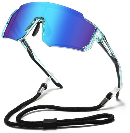 DUCO Lunette de Soleil Enfant Polarisées Sport 8-16 Ans | Verres Polarisés Anti-Éblouissement, Monture Légère, Protection UV400, Unisexe, pour Cyclisme, Course à Pied, Baseball
