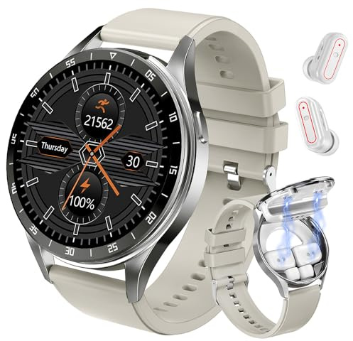 Smart Watch con auricolari, auricolare 2 in 1 e orologio Bluetooth con risposta/effettuare chiamate, orologio fitness touch screen da 1,39 pollici, 100+ modalità sport, fitness tracker frequenza