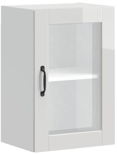 vidaXL Küchen-Hängeschrank mit Glastür Porto Hochglanz-Weiß