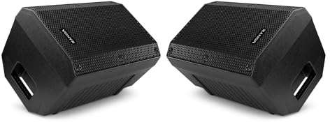 Vonyx VSA Set 2 monitores de Escenario Activos 8 2x250W, biamplificados, Entrada Mic/línea, diseño Angular Compacto, Sonido Directo para músicos y Bandas en Vivo