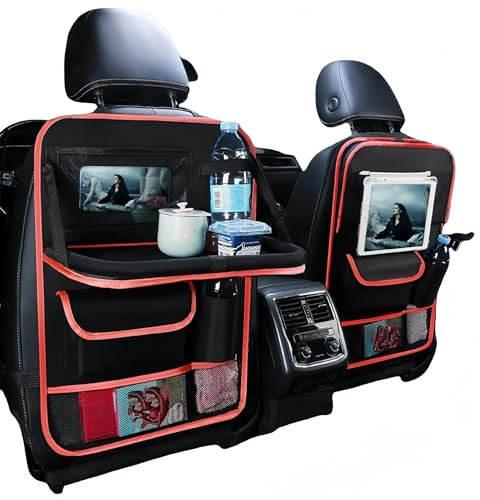 ZKSJFU 2 Stück Auto Organizer für Mercedes Benz SL500 SL400 SL550 SL350, Faltbar Organizer Auto Rücksitz Kinder Auto Organizer Rücksitz Wasserdicht Oxford Lederstoff,Red