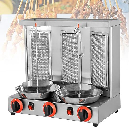 HQYMXYGEUR Electric/Gas Kebab Grill Machine,360° Rotating Vertical Broiler Barbecue Oven,Smokeless Turkey Kebab Machine,for Commercial Home Kitchen(B)