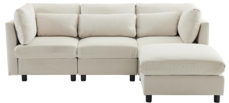 infirack Modernes Design, Polstermöbel, Sofa, Dreisitzer-Sofa, Wohnzimmersofa, Ecksofa mit Fußhocker, L-förmiges Ecksofa