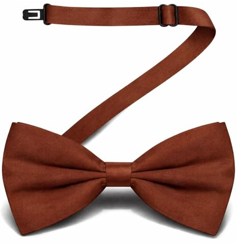 MDSTYLE Bow Ties for Men - Pre-Tied Adjustable Men's Bow Tie for Tuxedo, Wedding & Formal Events - Solid Color (Brown)