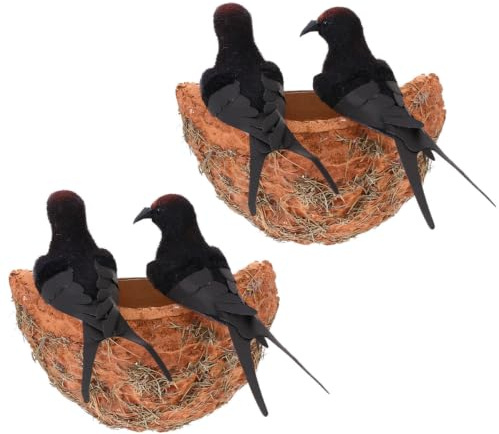 Milisten 2 Sätze Simuliertes Schwalben Nest Modell KüNstliche Schwalbennester FüR Garten Terrasse Und InnenräUme Lebendige Deko FüR NatüRliche AtmosphäRe Ideal FüR Lehrzwecke Und Fotografie