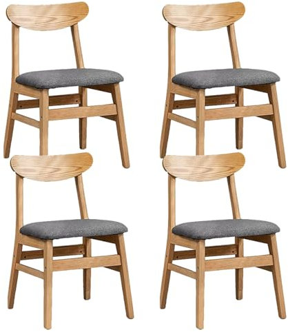 Generisch 4 Esszimmerstühle Set,Stühle Esszimmer 4er Set,Esszimmermöbel Holzstuhl,Universal Esstisch Stühle mit Weicher Polsterung, Eiche holzstühle/dunkelgrau/Stoff,für Esszimmer, Wohnzimmer (4)
